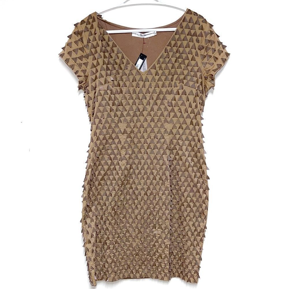 NWT Blank London Anthropologie Handmade Silk Leather Bodycon Dress Sz L $400